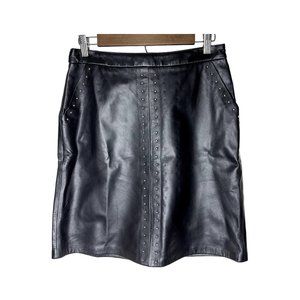 L.K. Bennett London | SK Lisa Black Leather Studded Skirt